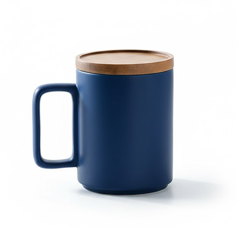Ceramic Mug With Wooden Lid
